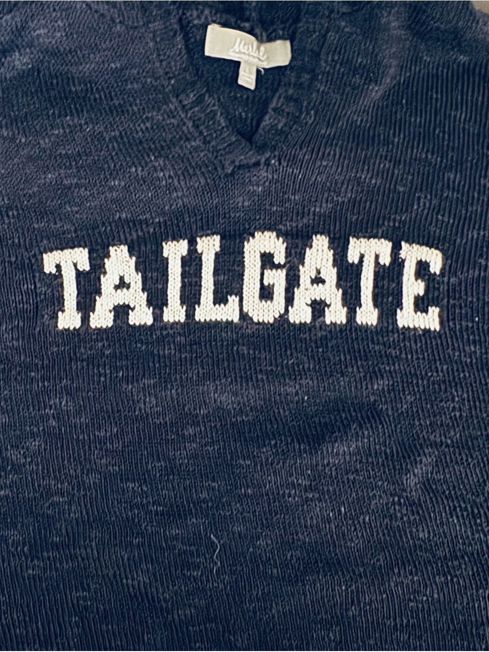 Marled Tailgate Navy Knit Hoodie Sweater Game Day Varsity Large - Picture 4 of 5